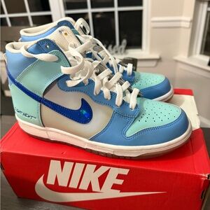 Nike Kids Aqua and White High-Top Sneakers